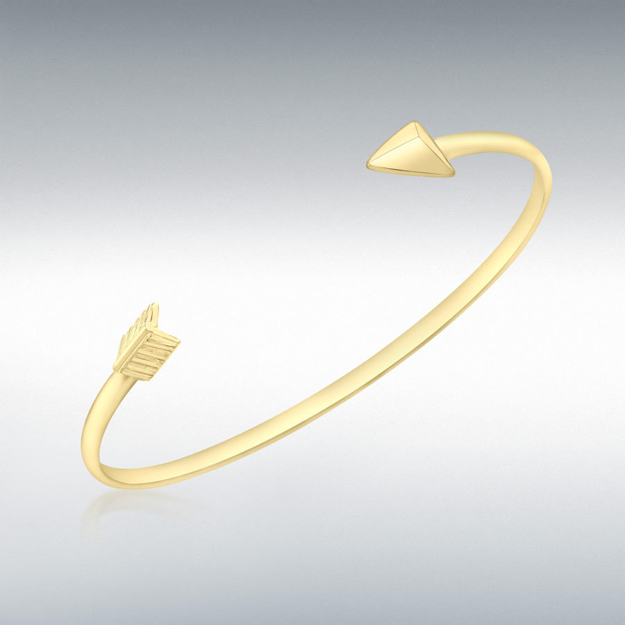 9ct Yellow Gold Arrow Torque Cuff Bangle