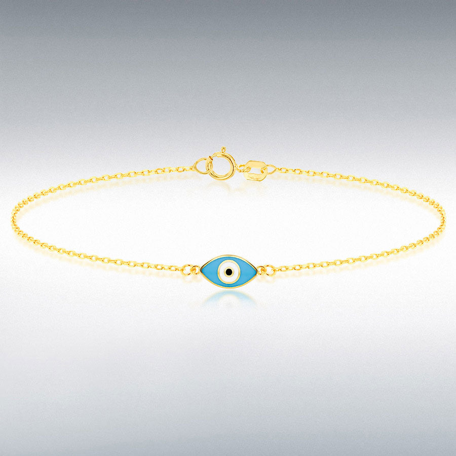 9ct Yellow Gold Blue Evil Eye Bracelet