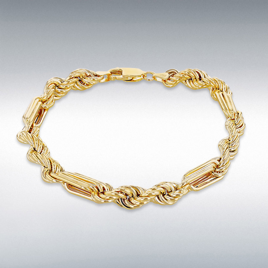 9ct Yellow Gold Chunky Figaro Rope Bracelet