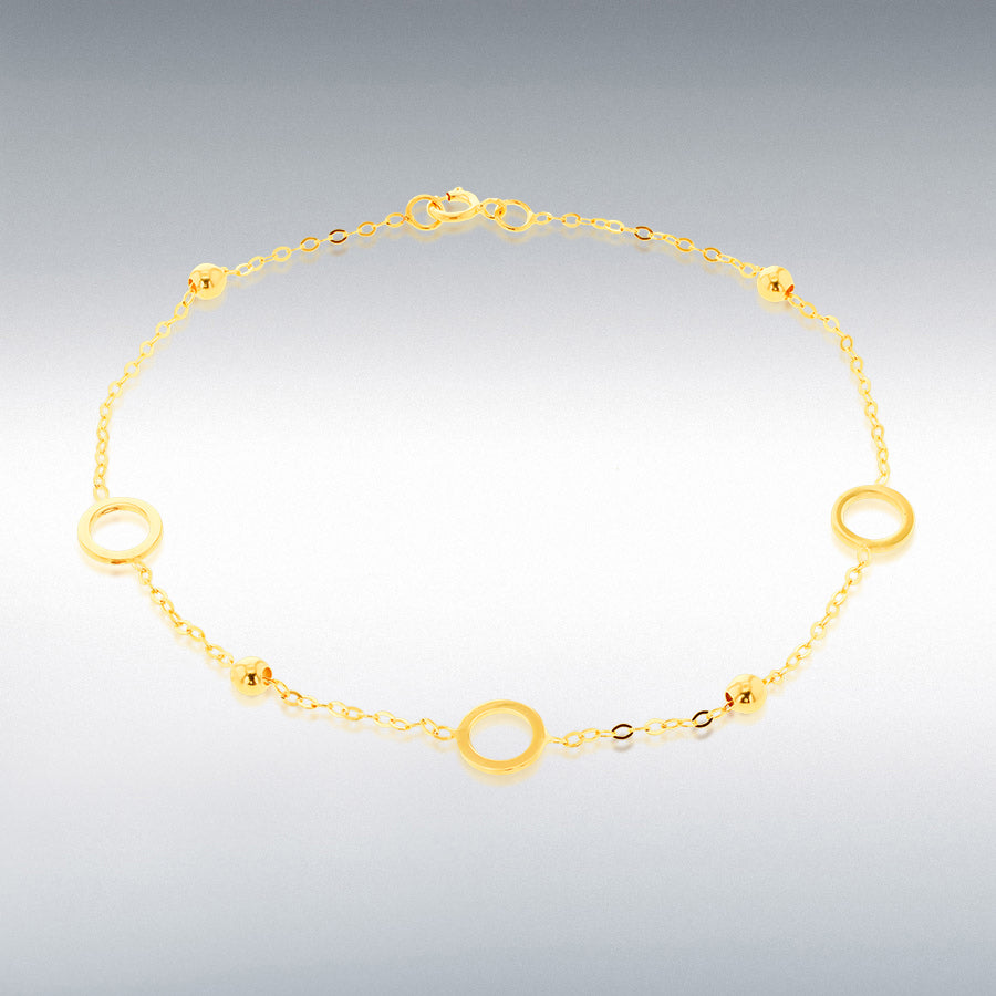 9ct Yellow Gold Circle with Bead Bracelet