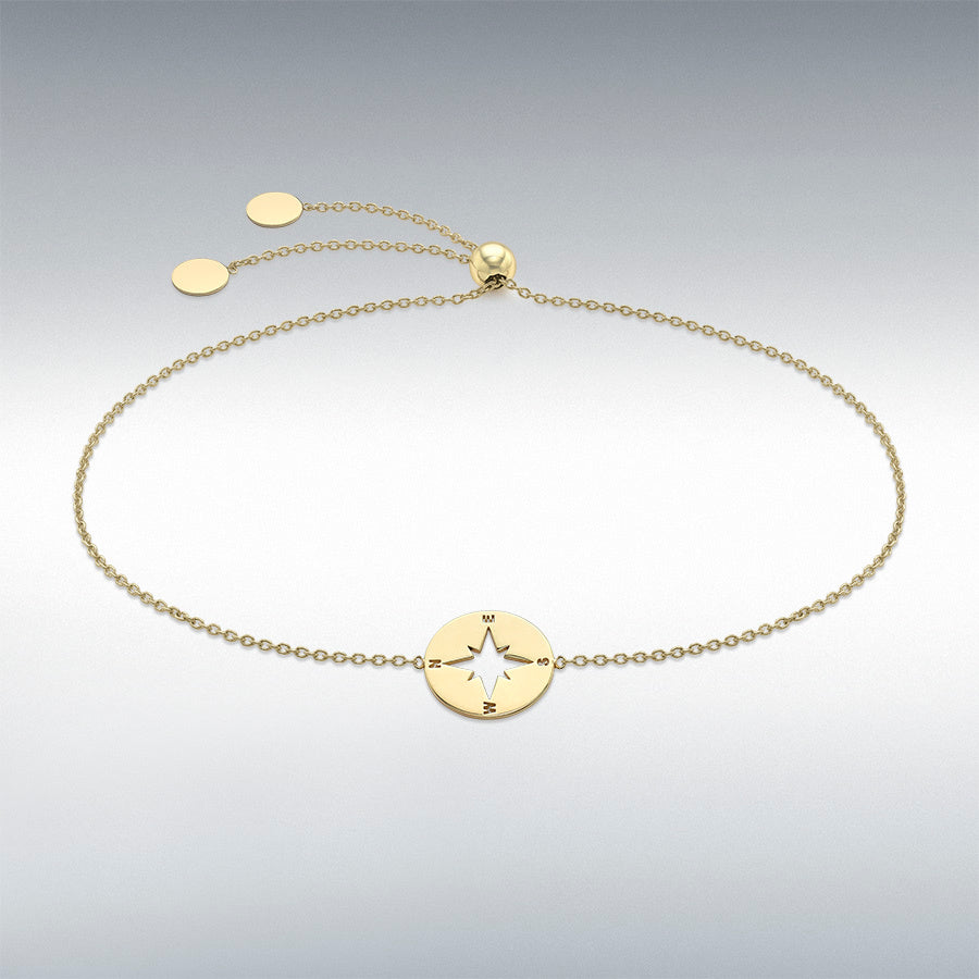 9ct Yellow Gold Compass Adjustable Slider Bracelet