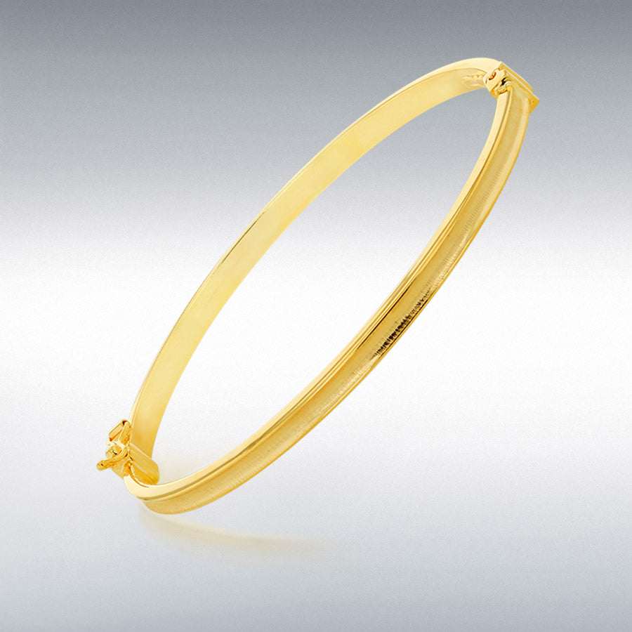 9ct Yellow Gold Concave Matte Oval Bangle