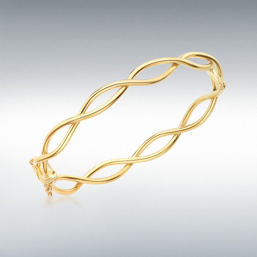 9ct Yellow Gold Crossover Wave Bangle