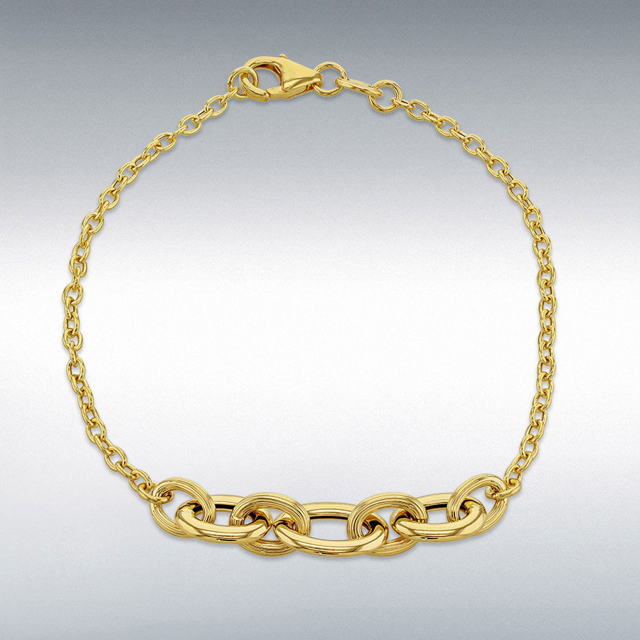 9ct Yellow Gold Curb Link Centre Bracelet