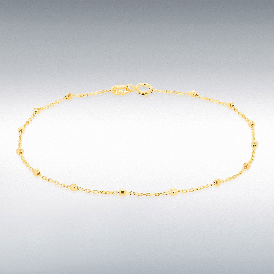 9ct Yellow Gold Diamond-Cut Ball Trace Bracelet