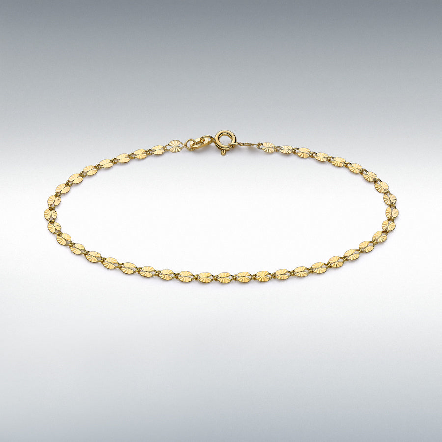 9ct Yellow Gold Diamond-Cut Forzatina Chain Bracelet