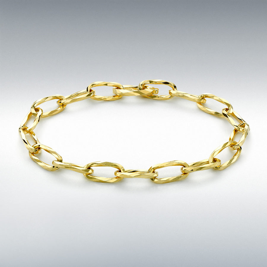 9ct Yellow Gold Diamond-Cut Hidden Clasp Belcher Chain Bracelet