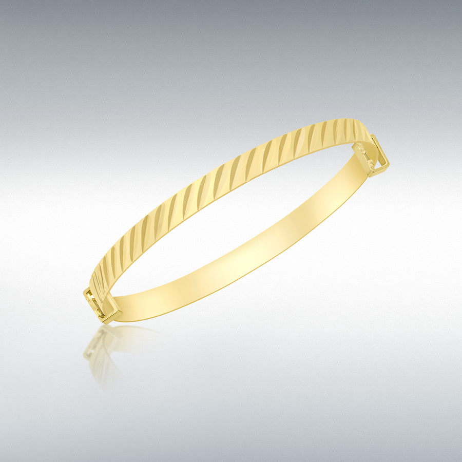 9ct Yellow Gold Diamond-Cut Oblique Expandable Baby Bangle