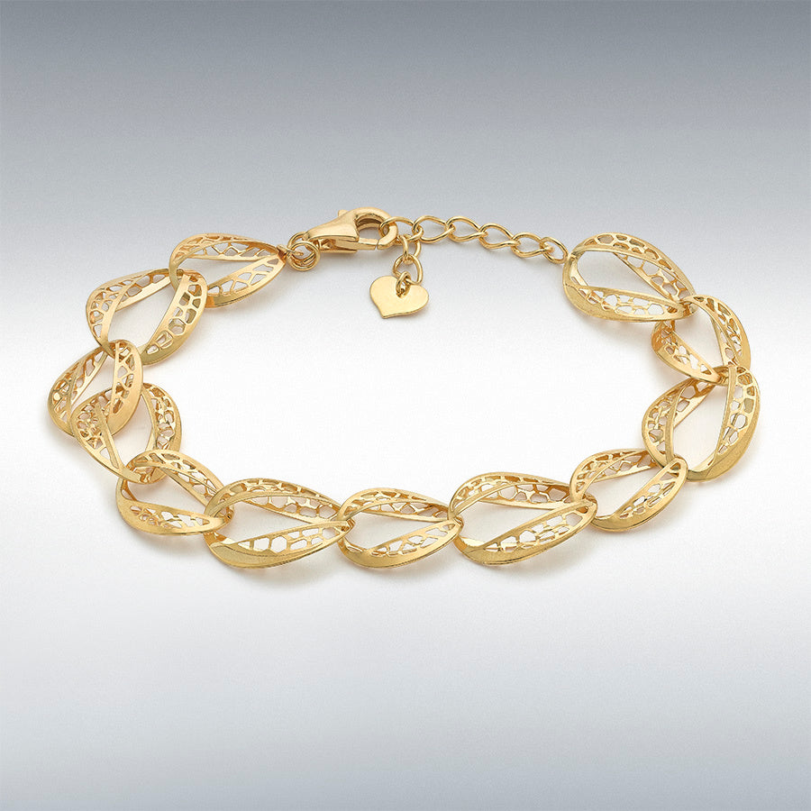 9ct Yellow Gold Diamond-Cut Oval Link Bracelet