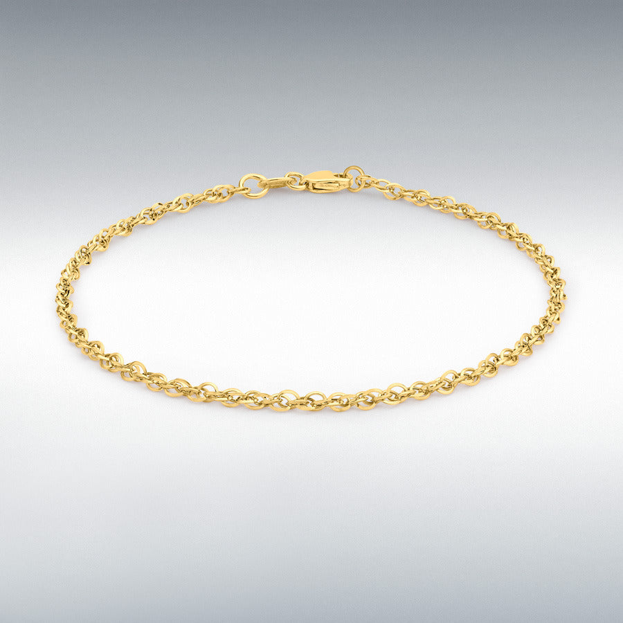 9ct Yellow Gold Diamond-Cut Prince of Wales Bracelet
