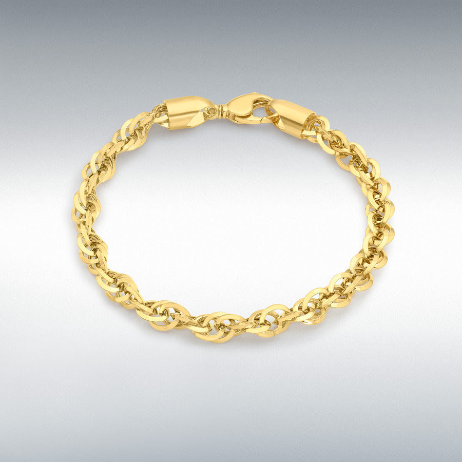 9ct Yellow Gold Diamond-Cut Prince of Wales Chain Bracelet