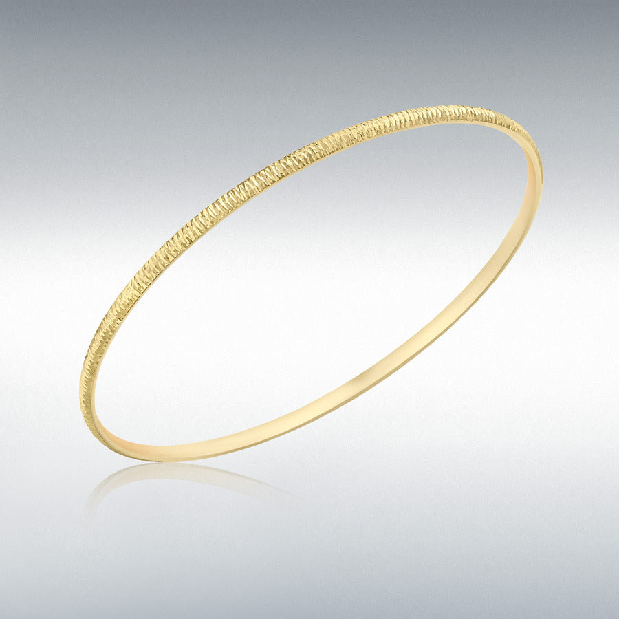 9ct Yellow Gold Diamond-Cut Round Bangle