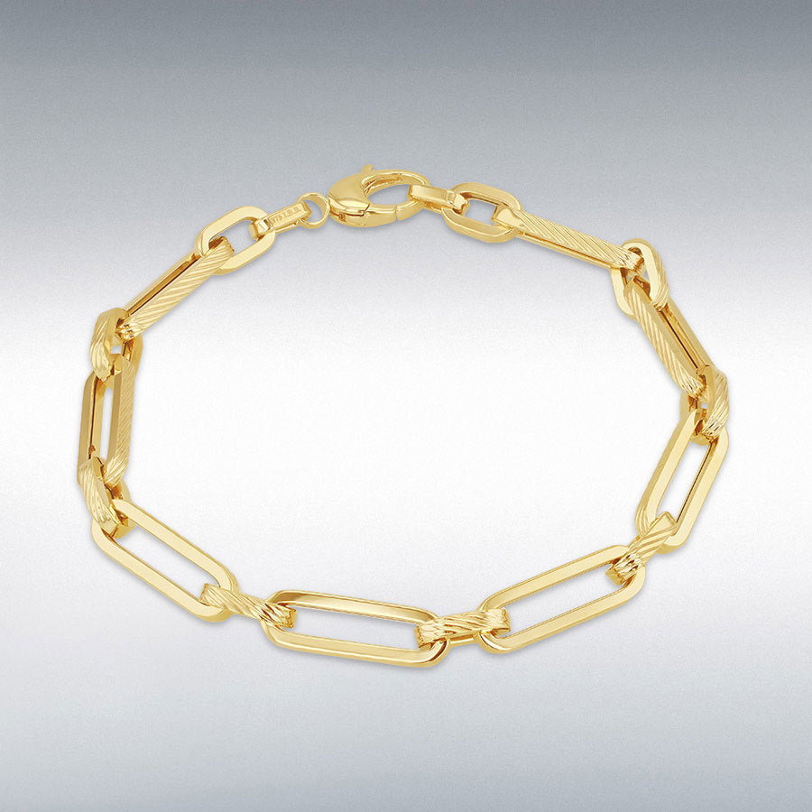 9ct Yellow Gold Diamond-Cut Square Figabelcher Bracelet