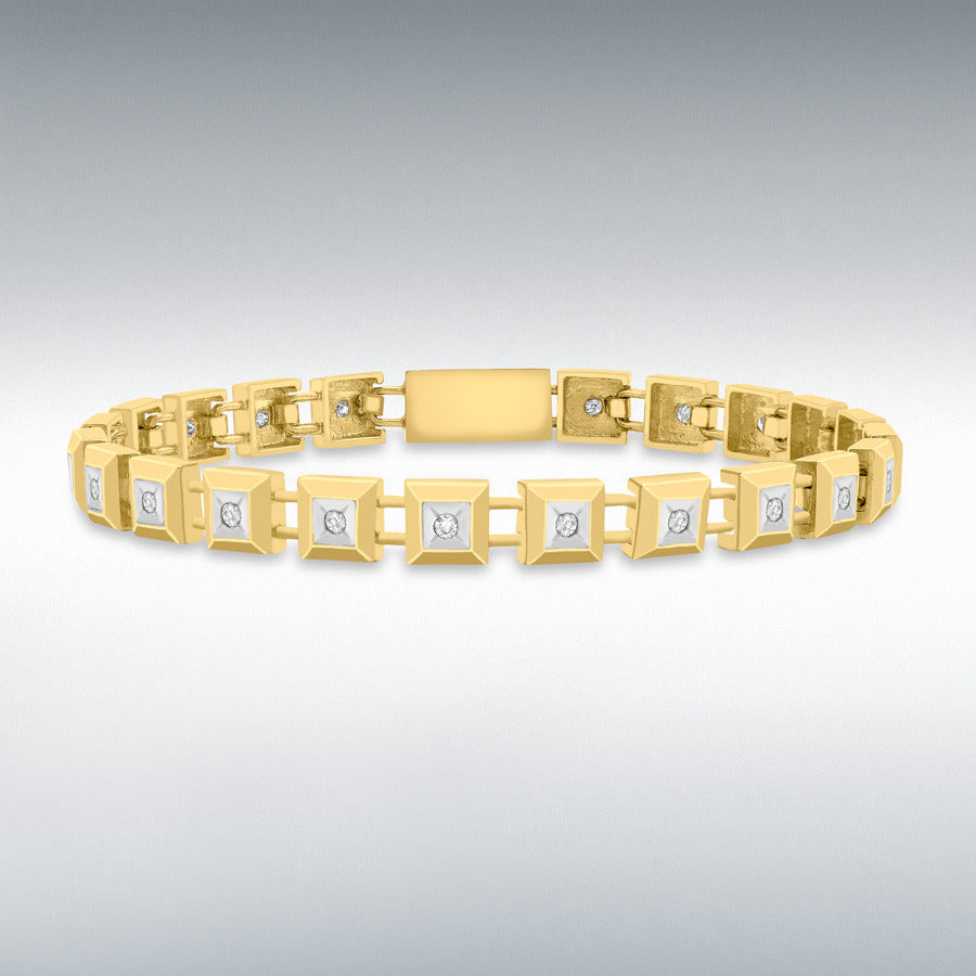 9ct Yellow Gold Diamond Square Link Bracelet, 0.50ct total