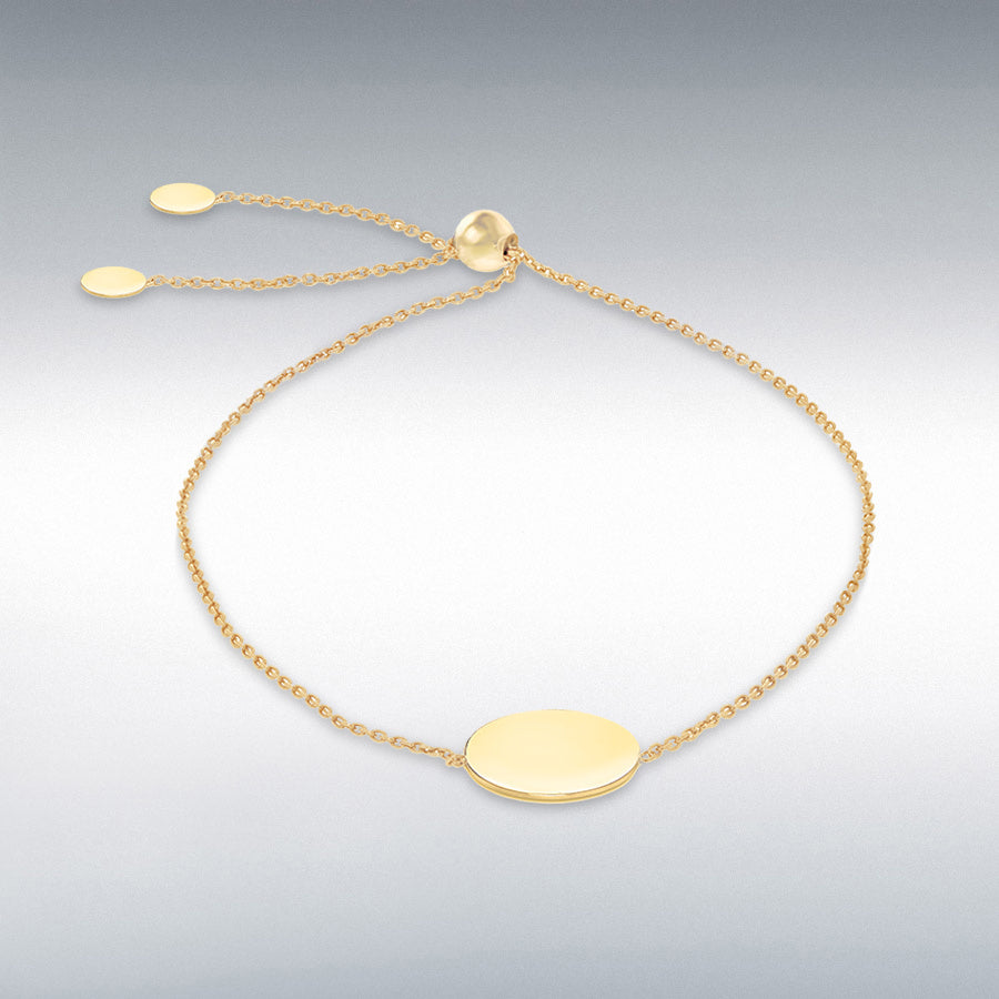 9ct Yellow Gold Disc Trace Chain Adjustable Slider Bracelet