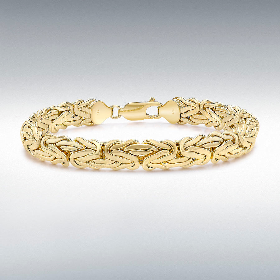 9ct Yellow Gold Domed Byzantine Chain Bracelet