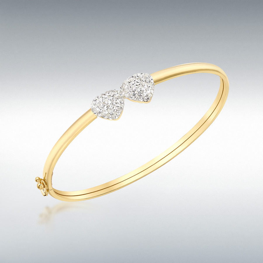 9ct Yellow Gold Double Heart Bangle