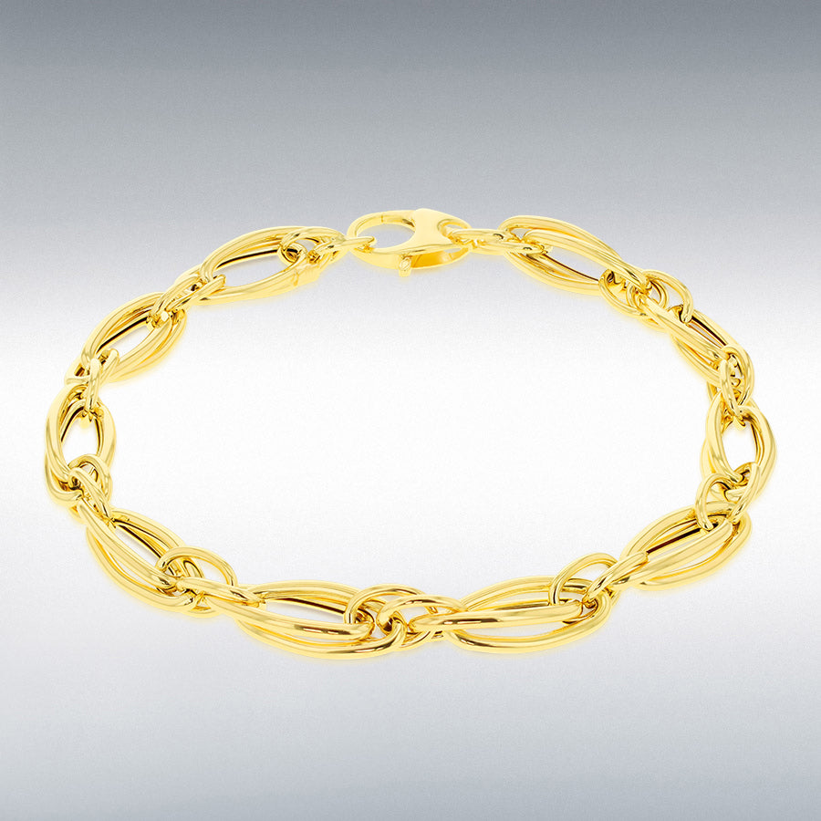 9ct Yellow Gold Double Oval Twisted Curb Bracelet