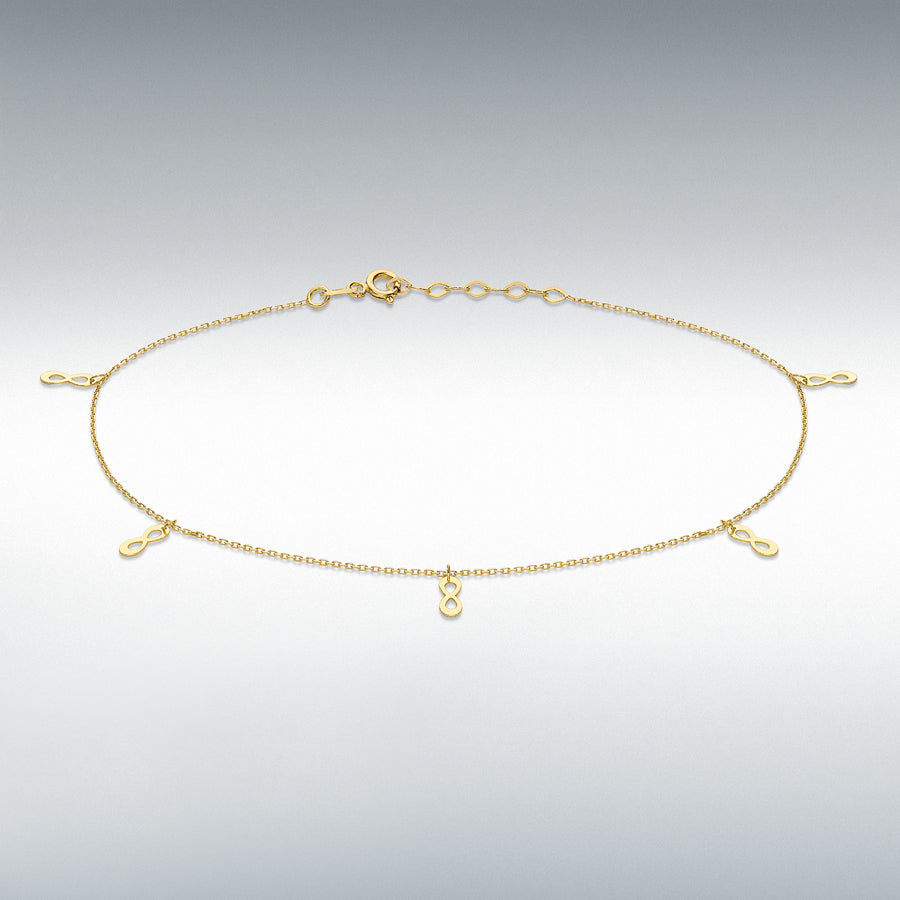 9ct Yellow Gold Figure 8 Adjustable Anklet