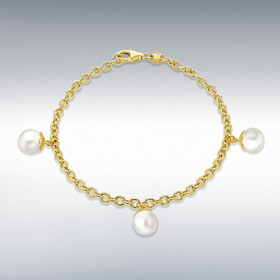 9ct Yellow Gold Freshwater Pearl Drop Bracelet