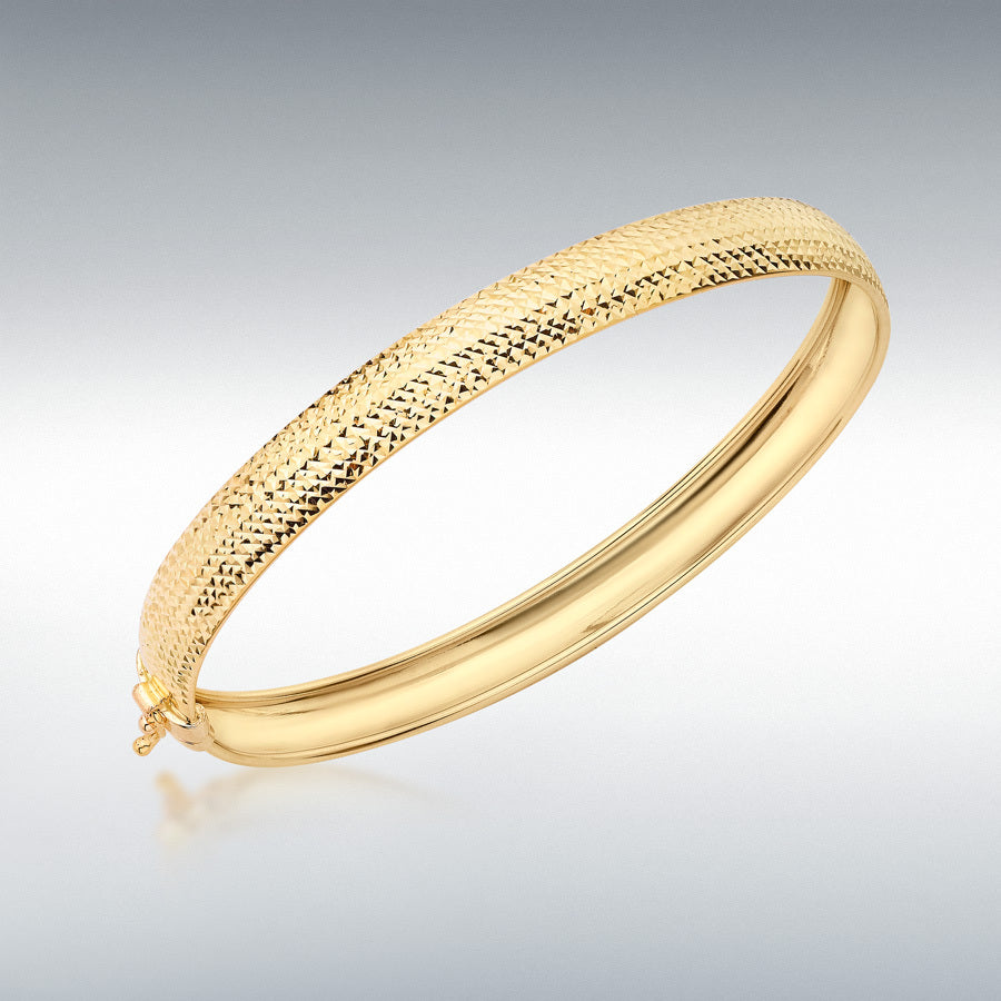9ct Yellow Gold Half Diamond-Cut Bangle