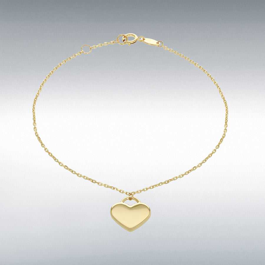 9ct Yellow Gold Heart Drop Bracelet