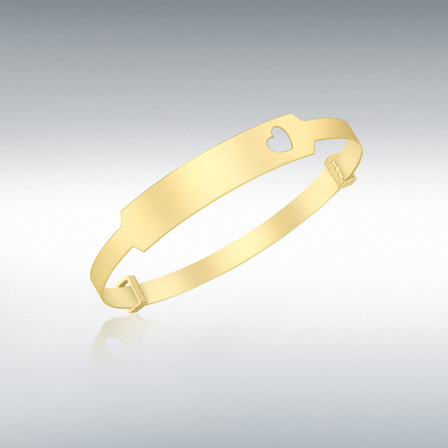 9ct Yellow Gold Heart ID Expandable Baby Bangle