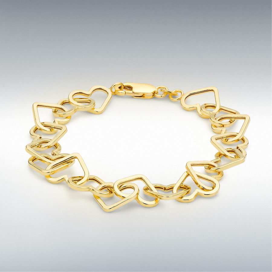 9ct Yellow Gold Heart Link Belcher Bracelet