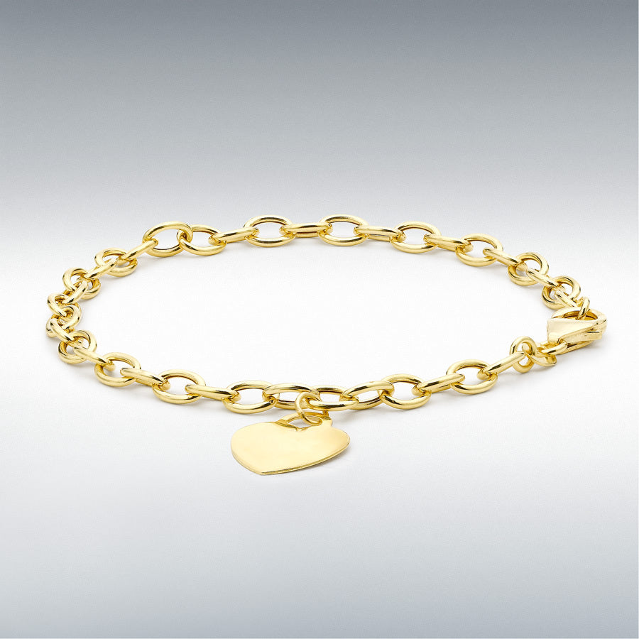 9ct Yellow Gold Heart Tag Belcher Bracelet