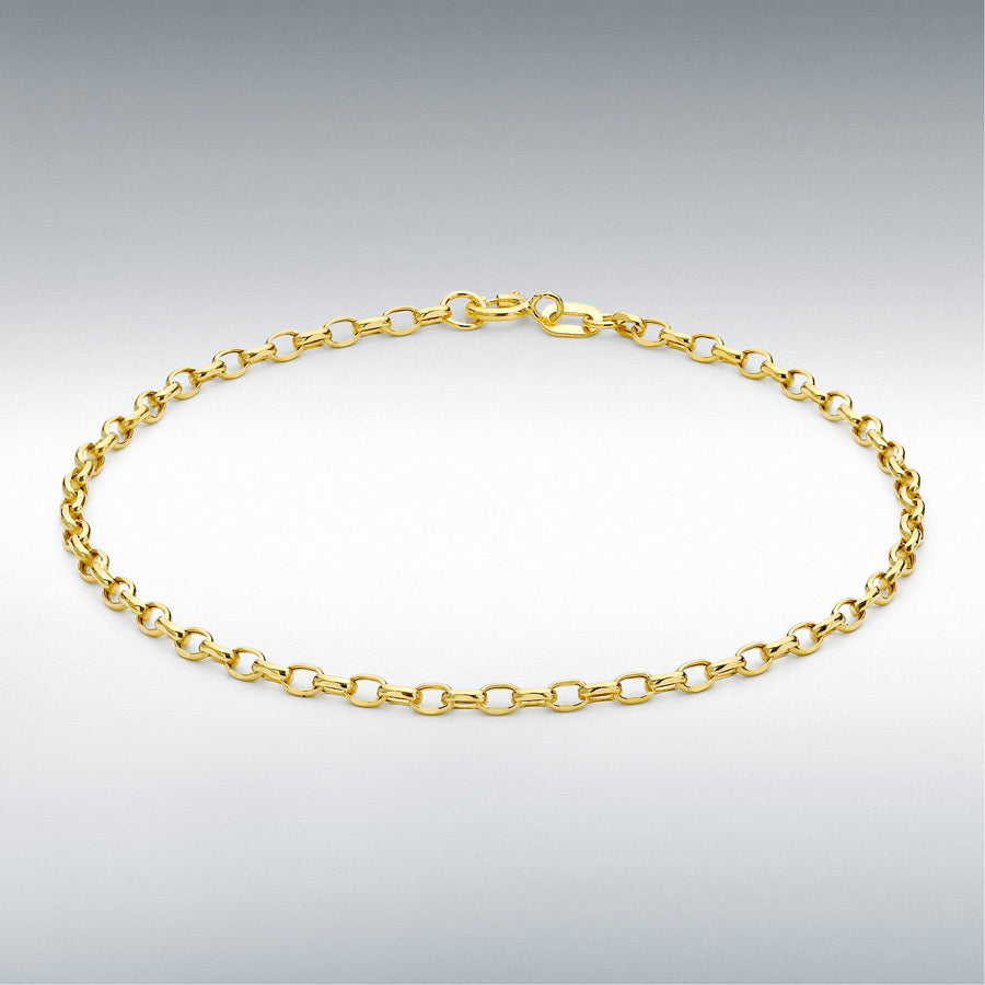 9ct Yellow Gold Hollow Diamond-Cut Oval Belcher Bracelet