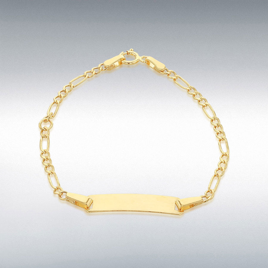 9ct Yellow Gold Hollow Figaro ID Child's Adjustable Bracelet