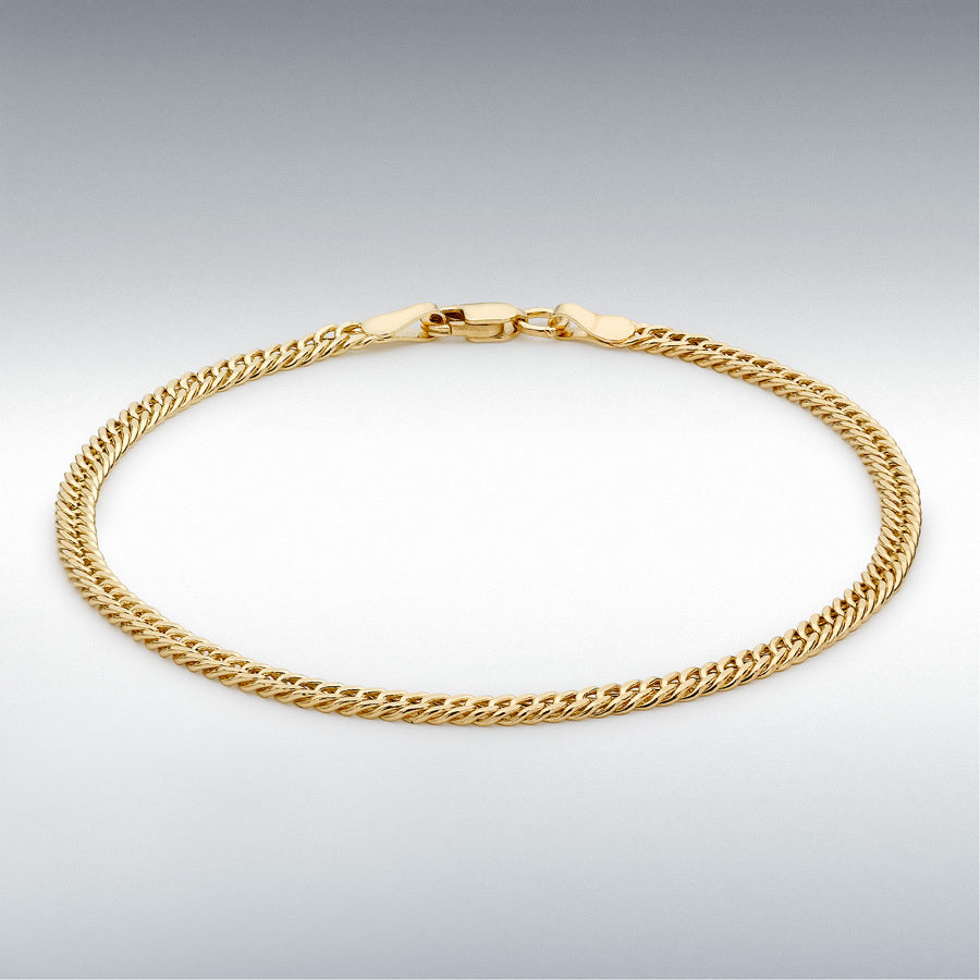 9ct Yellow Gold Hollow Flat Double Curb Bracelet