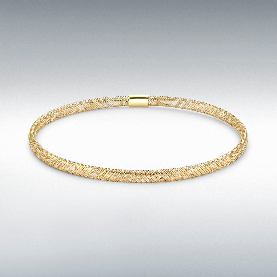 9ct Yellow Gold Hollow Mesh Flexible Slip-on Bangle
