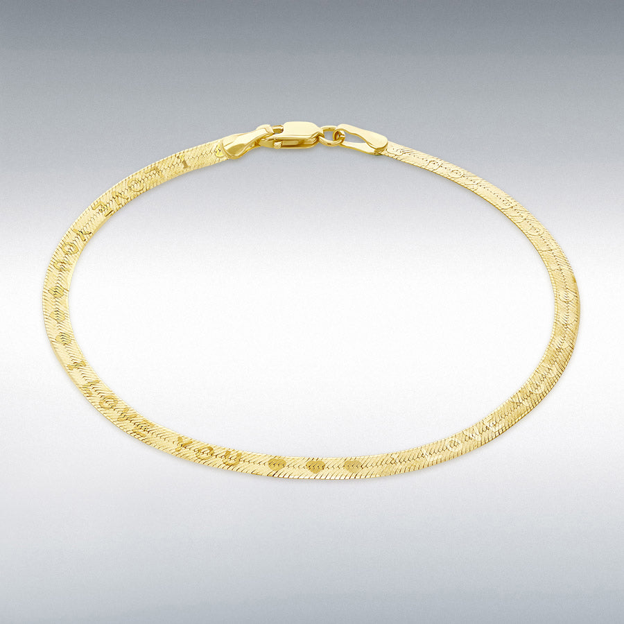 9ct Yellow Gold I Love You Herringbone Bracelet