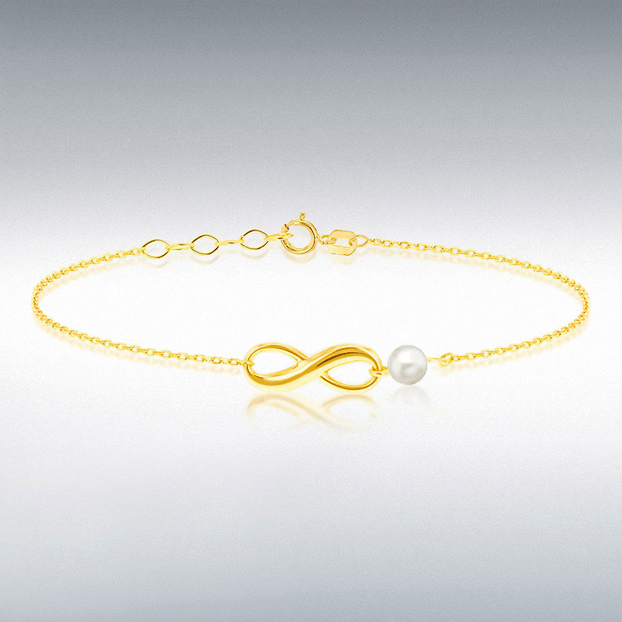 9ct Yellow Gold Infinity Bracelet with Freshwater Pearl