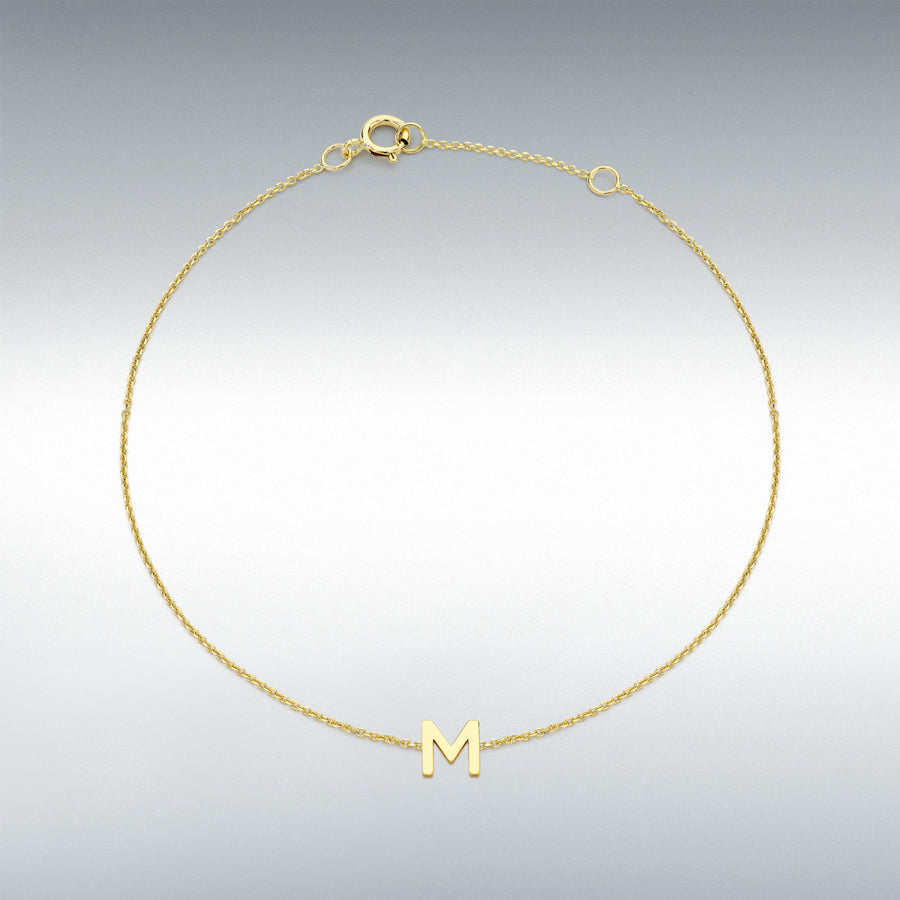 9ct Yellow Gold Initial M Adjustable Bracelet