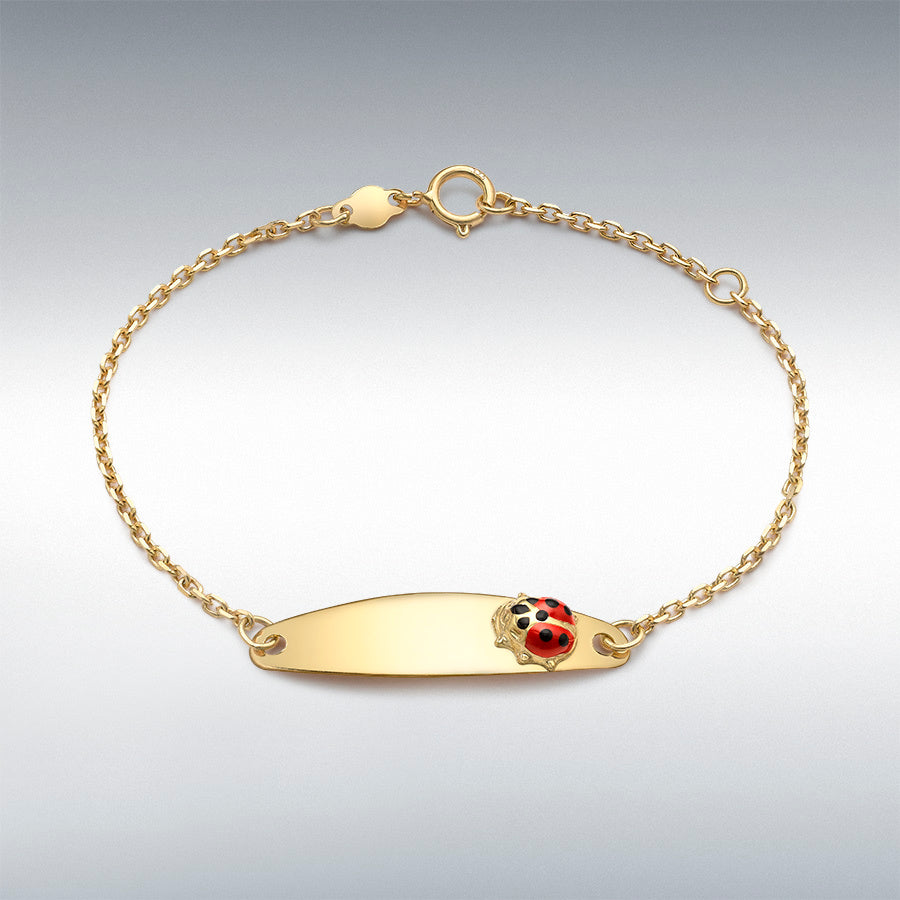9ct Yellow Gold Ladybird Detail ID Child's Adjustable Bracelet