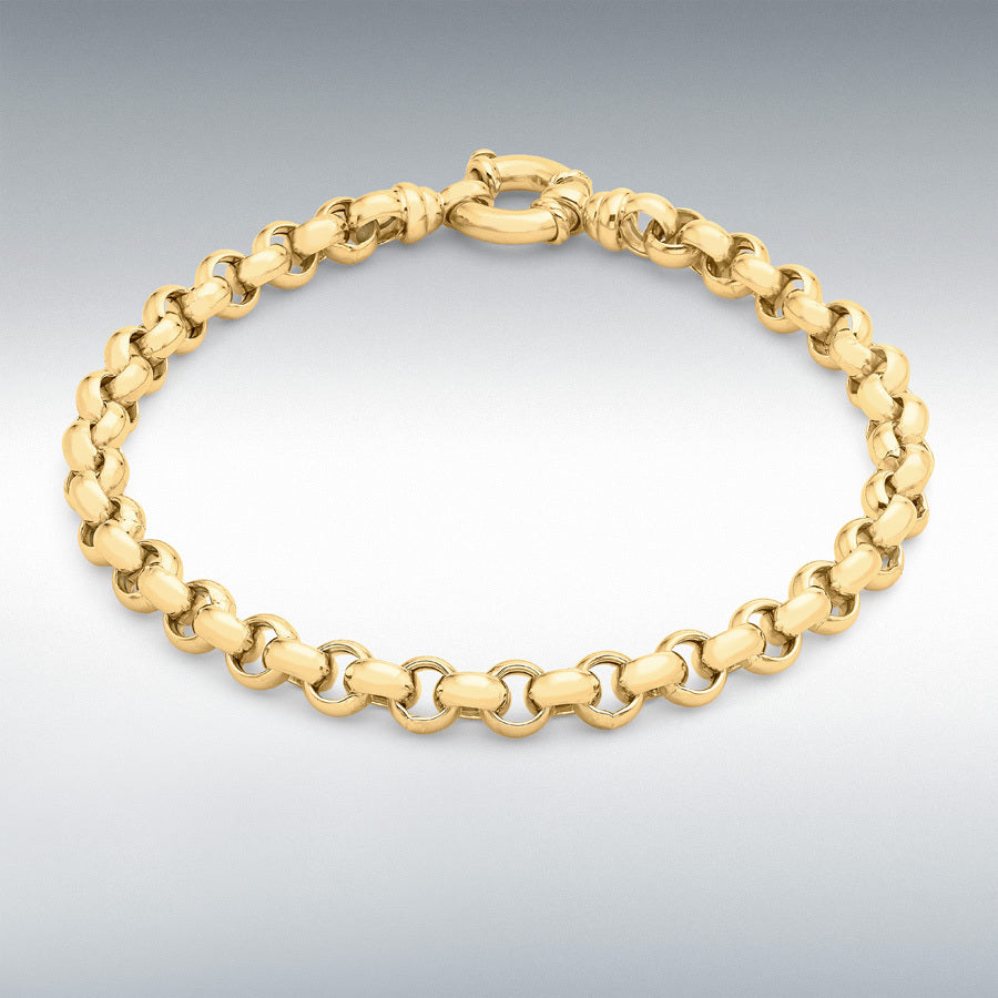 9ct Yellow Gold Large Spring Ring Belcher Chain Bracelet