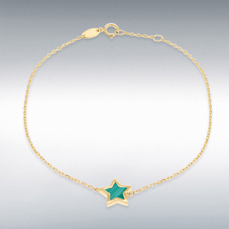 9ct Yellow Gold Malachite Star Bracelet