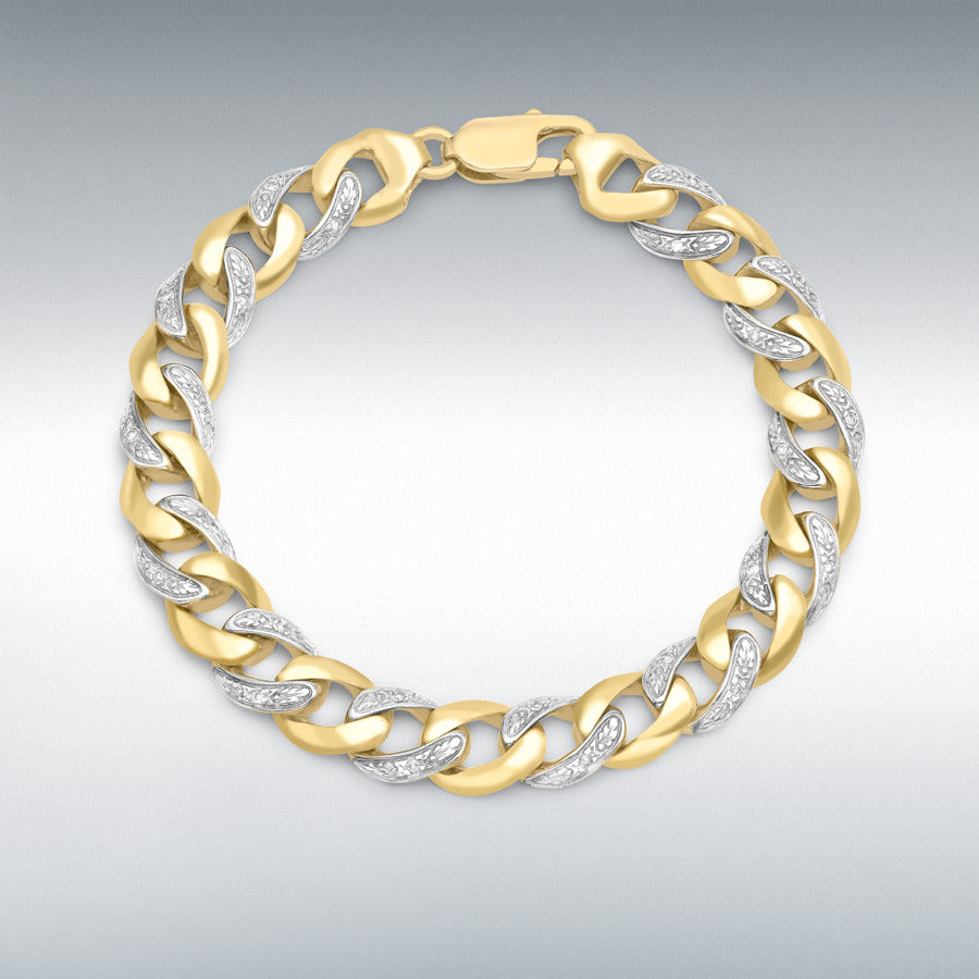 9ct Yellow Gold Men's Diamond Curb Bracelet, 0.24ct total