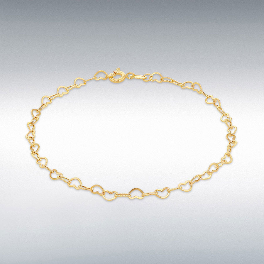 9ct Yellow Gold Mini Open Heart Bracelet