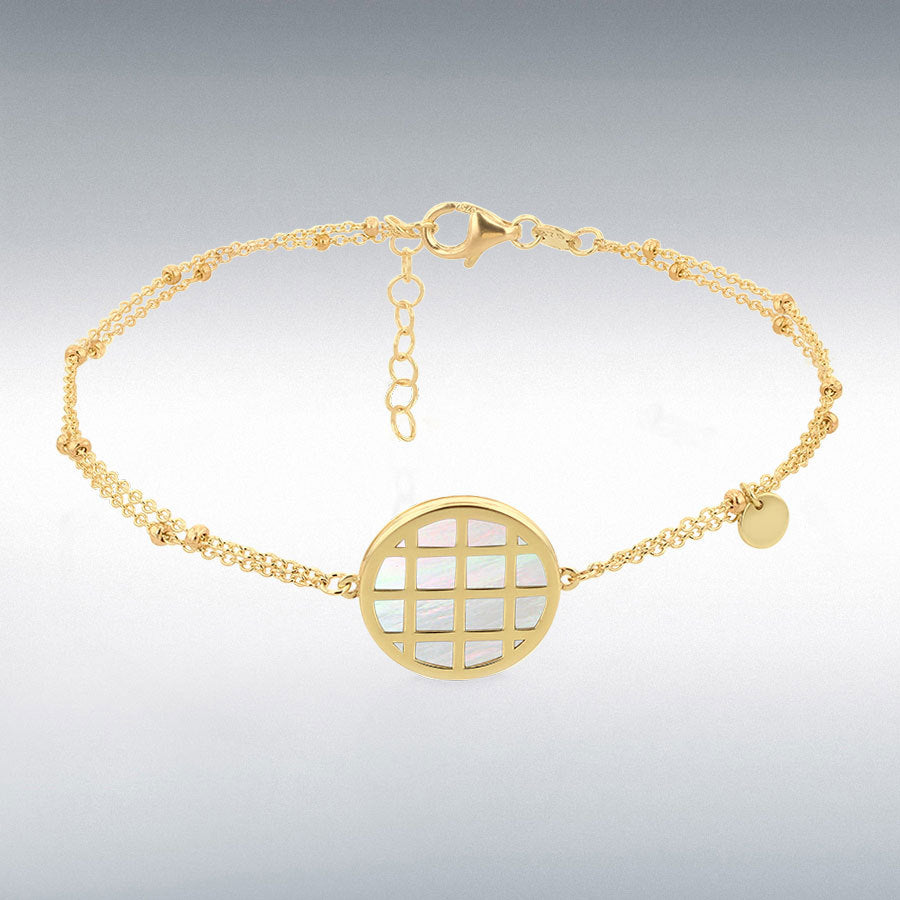 9ct Yellow Gold Mother of Pearl Basket Adjustable Bracelet