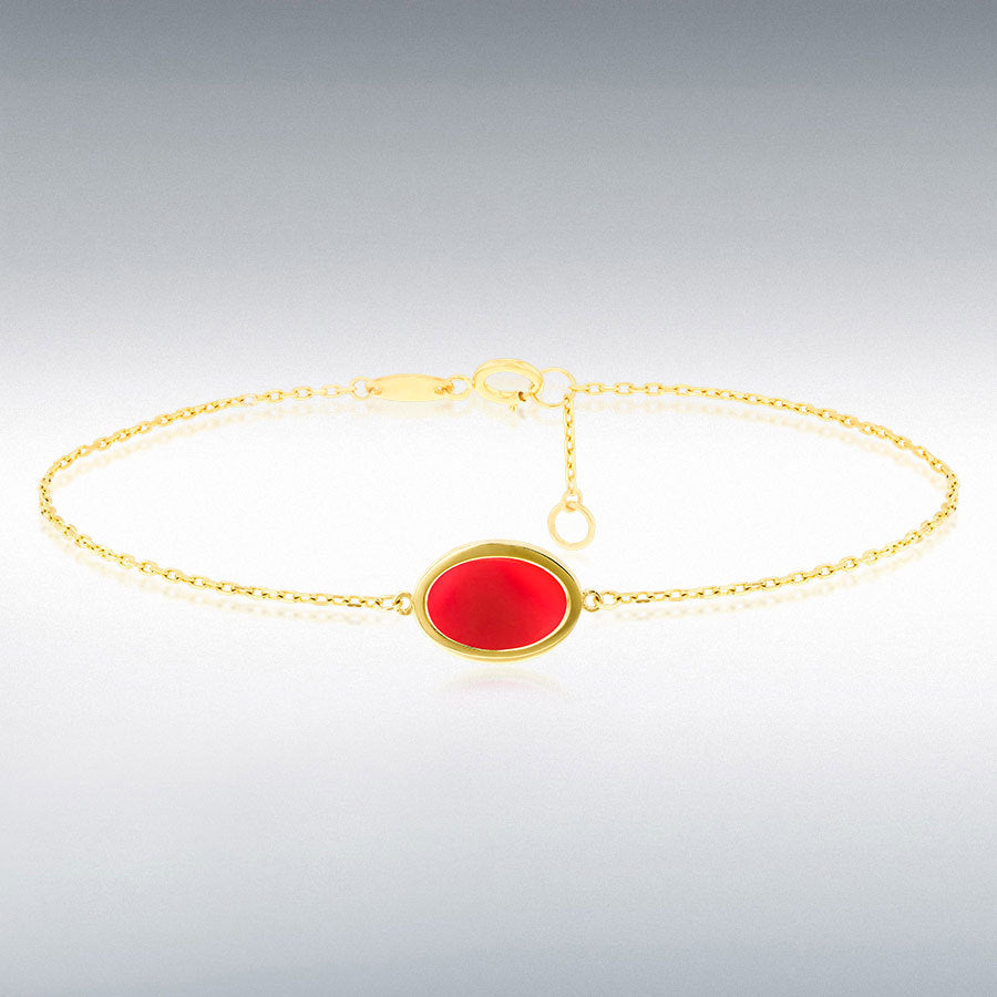 9ct Yellow Gold Oval Carnelian Adjustable Bracelet