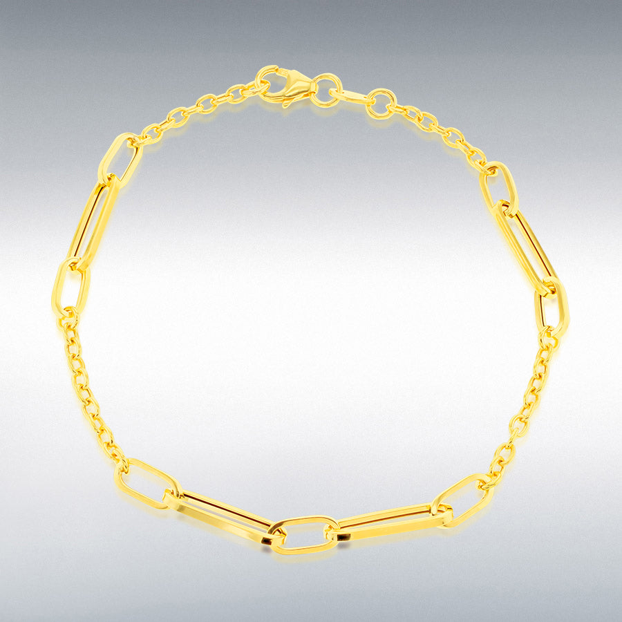 9ct Yellow Gold Paper Link Station Bracelet