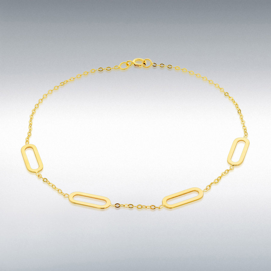 9ct Yellow Gold Paperclip Station Bracelet