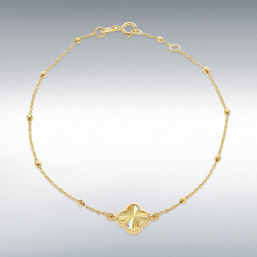 9ct Yellow Gold Rainbow Petal Adjustable Trace and Ball Bracelet