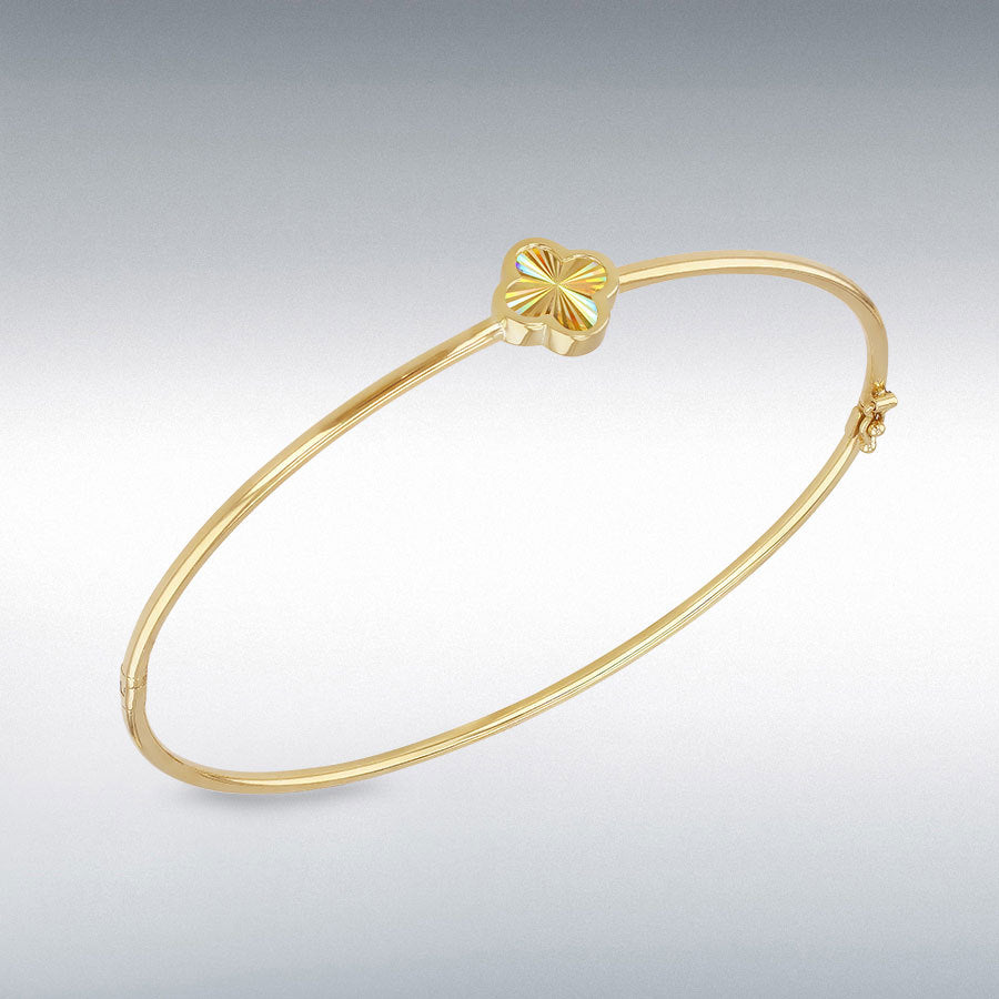 9ct Yellow Gold Rainbow Petal Bangle