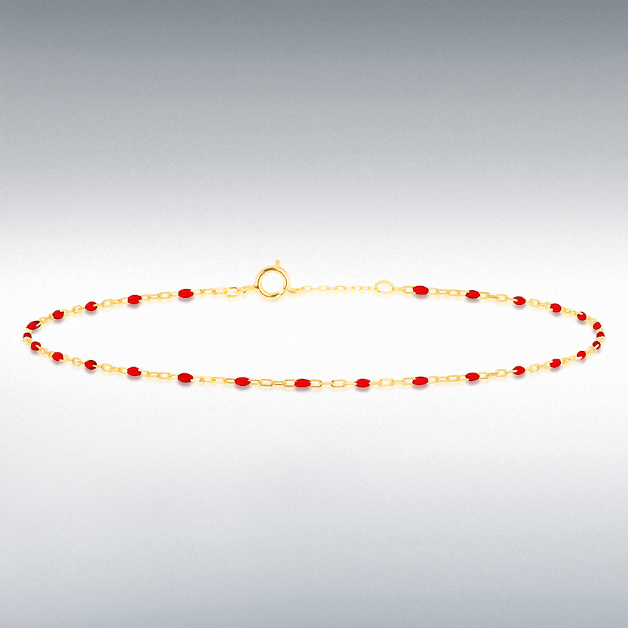 9ct Yellow Gold Red Enamel Mini Paper Bracelet