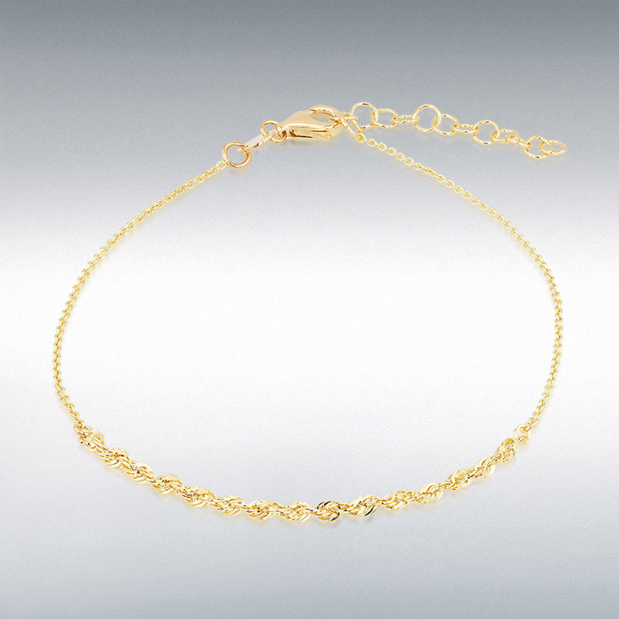 9ct Yellow Gold Rope and Trace Adjustable Bracelet