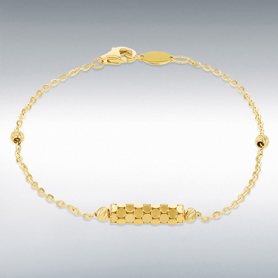9ct Yellow Gold Round Mirror Station Bracelet